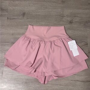 Yogalicious Pink Skorts with Flowy Design and Elastic Waistband